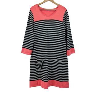 Eliza J Sweater Dress Womens XL Shift Colorblock Stripe‎ Academia Cozy Lagenlook